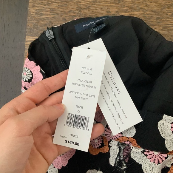 FRENCH CONNECTION Astrida Aliyha Lace Mini Skirt Moonless Night Multi Size XS - Picture 7 of 11